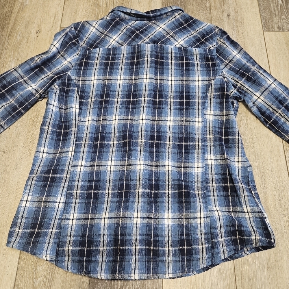 Great Northwest Indigo Blue Flannel Button Up Shirt Top Long SleeveWomen's XL - Picture 4 of 6